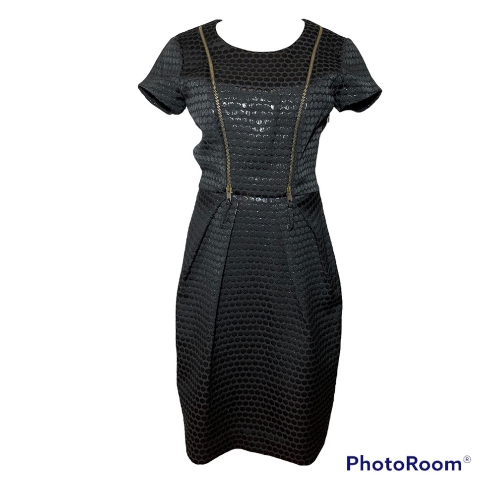 2B. Rych black shiny dot dress with zipper detail size 2